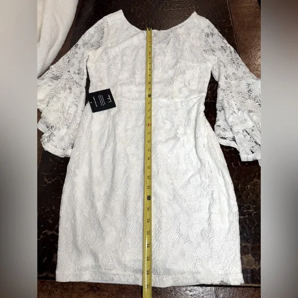 Lulus Allure 'Em In White Lace Bell Sleeve Bodycon Boho Fairycore Mini Dress - Picture 13 of 16
